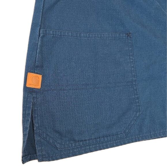 Carhartt Womens Short Sleeve Ripstop V-neck Nursing Scrub Top Sz M Blue Pockets - Picture 3 of 6